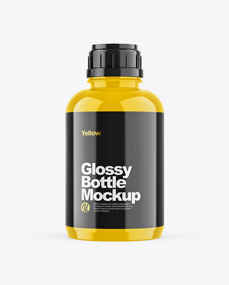 Download Glossy Bottle Mockup In Bottle Mockups On Yellow Images Object Mockups PSD Mockup Templates