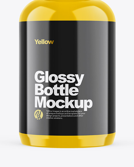 Download Glossy Bottle Mockup In Bottle Mockups On Yellow Images Object Mockups PSD Mockup Templates