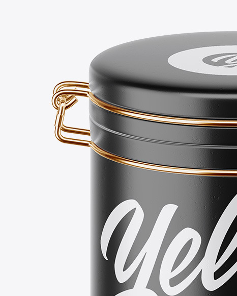 Download Matte Metallic Jar With Locking Lid Psd Mockup Yellowimages