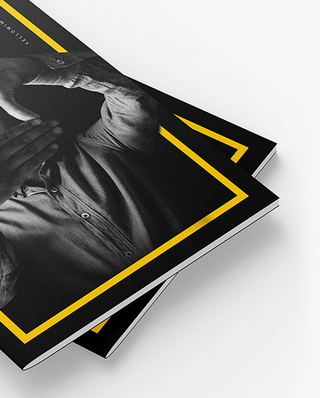 Two Textured A4 Magazines Mockup PSD #5