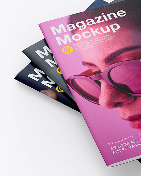 Three Matte A4 Magazines Mockup PSD #4