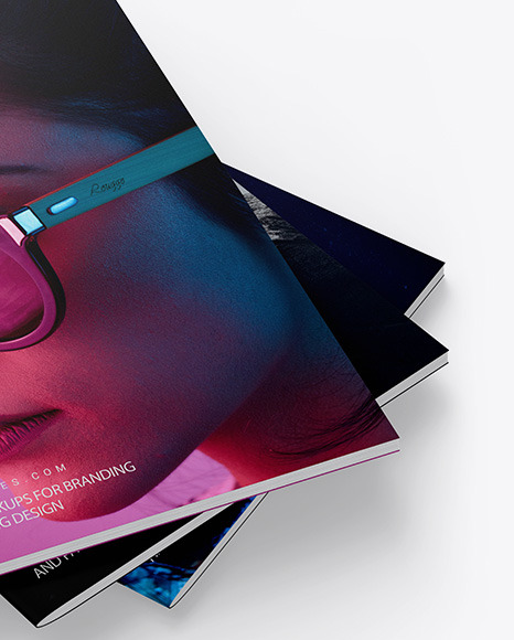 Three Matte A4 Magazines Mockup PSD #5