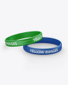 Two Glossy Silicone Wristbands Mockup