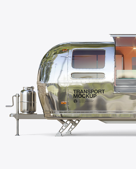 Download Opened Metallic Food Trailer Mockup Side View In Vehicle Mockups On Yellow Images Object Mockups PSD Mockup Templates