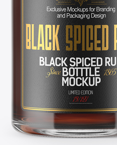 Download Black Rum Bottle W Paper Tube Mockup In Bottle Mockups On Yellow Images Object Mockups PSD Mockup Templates