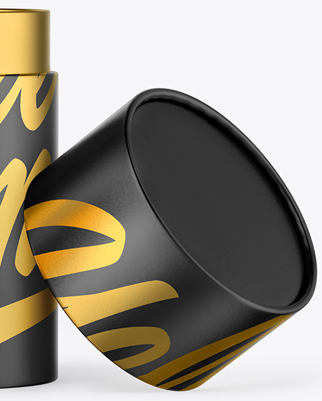 Black Rum Bottle w/ Paper Tube Mockup