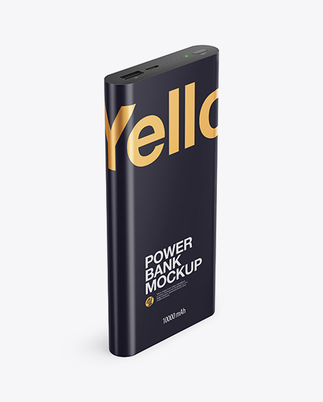 Glossy Power Bank Mockup - Halfside View