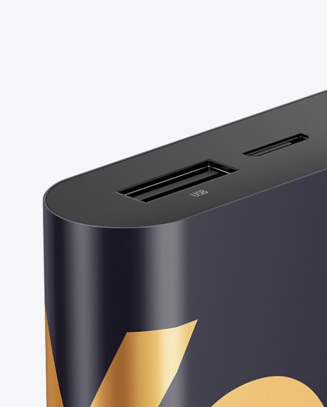 Glossy Power Bank Mockup - Halfside View