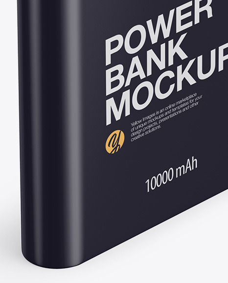 Download Glossy Power Bank Mockup Halfside View In Device Mockups On Yellow Images Object Mockups PSD Mockup Templates