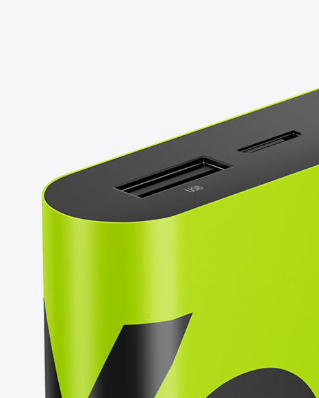 Download Glossy Power Bank Mockup Halfside View In Device Mockups On Yellow Images Object Mockups PSD Mockup Templates