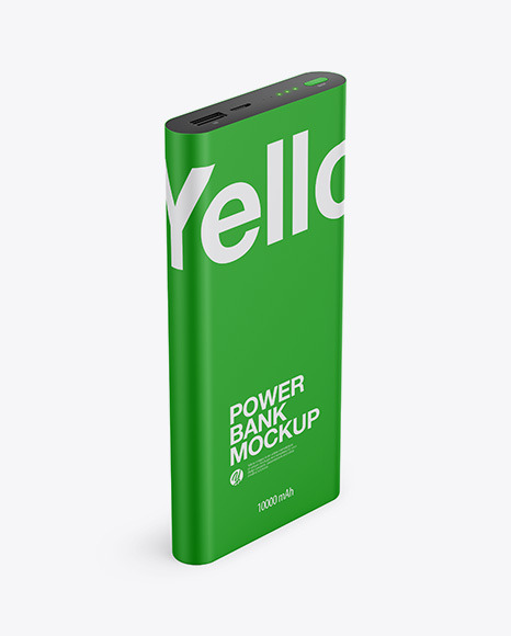 Matte Power Bank Mockup Halfside View In Device Mockups On Yellow Images Object Mockups