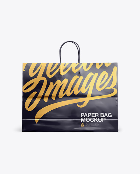 Download Glossy Shopping Bag With Rope Handle Mockup Front View In Bag Sack Mockups On Yellow Images Object Mockups PSD Mockup Templates