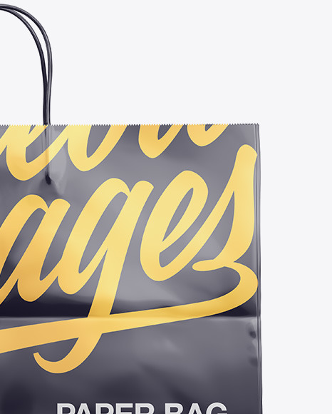 Download Glossy Shopping Bag With Rope Handle Mockup Front View In Bag Sack Mockups On Yellow Images Object Mockups Yellowimages Mockups