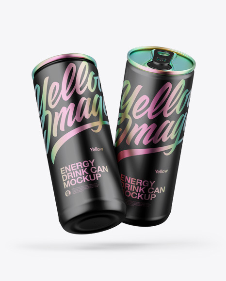 Two Matte Metallic Cans Mockup PSD #3