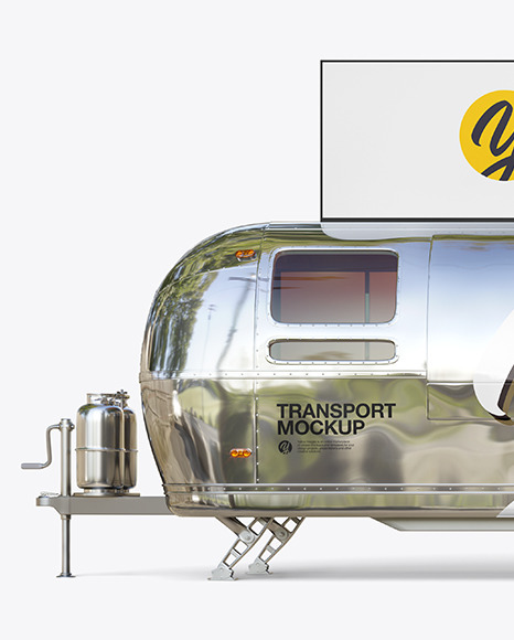 Download Metallic Food Trailer W Signboard Mockup Side View In Vehicle Mockups On Yellow Images Object Mockups Yellowimages Mockups