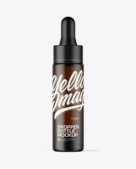 Frosted Amber Glass Dropper Bottle Mockup PSD #4