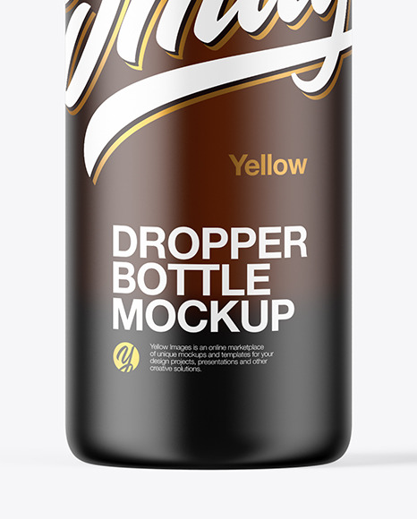 Frosted Amber Glass Dropper Bottle Mockup PSD #1