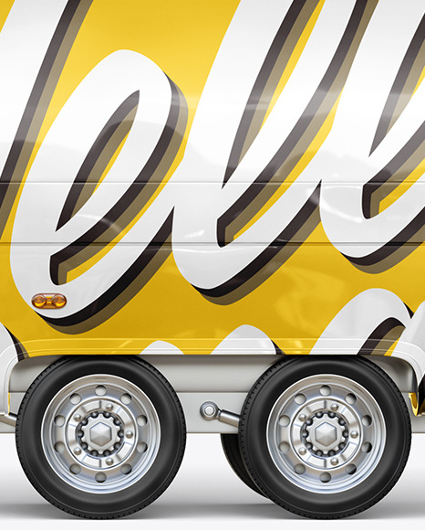 Download Free Food Trailer Mockup Side View In Vehicle Mockups On Yellow PSD Mockups