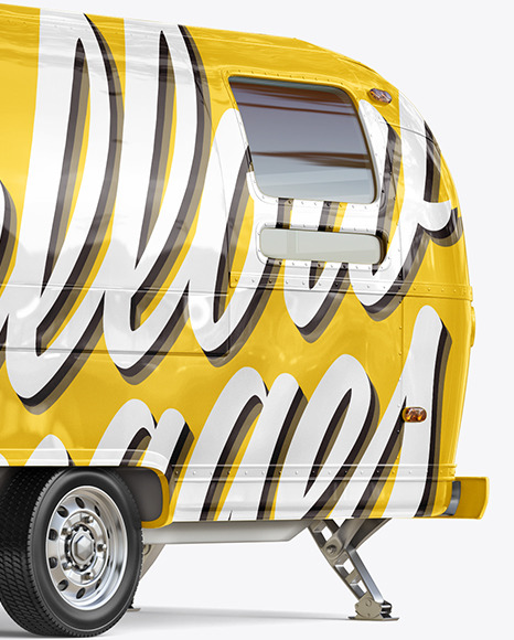 Download Food Trailer Mockup Half Side View In Vehicle Mockups On Yellow Images Object Mockups PSD Mockup Templates