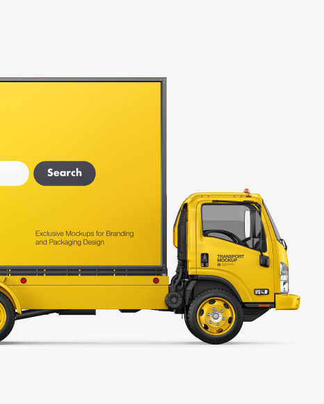 Download Mobile Billboard Mockup Side View In Vehicle Mockups On Yellow Images Object Mockups PSD Mockup Templates