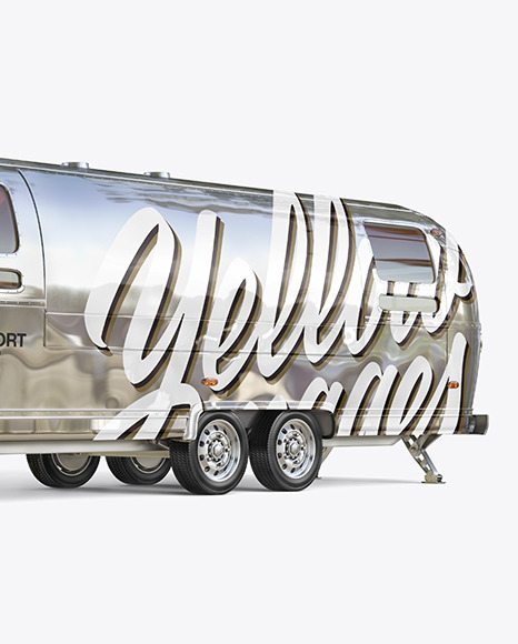 Download Metallic Food Trailer Mockup Half Side View In Vehicle Mockups On Yellow Images Object Mockups PSD Mockup Templates