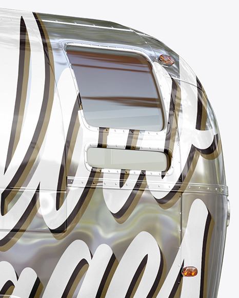 Metallic Food Trailer Mockup - Half Side View