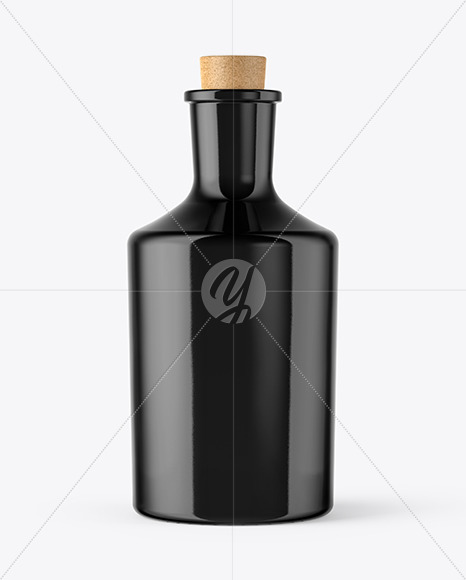 Download Black Glass Bottle With Cork Mockup In Bottle Mockups On Yellow Images Object Mockups PSD Mockup Templates