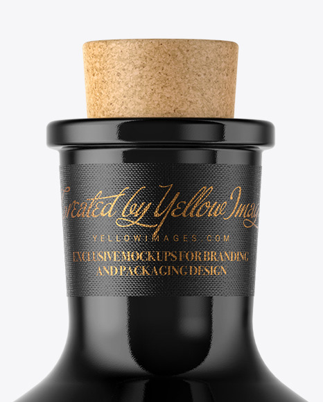 Download Black Glass Bottle With Cork Mockup In Bottle Mockups On Yellow Images Object Mockups Yellowimages Mockups