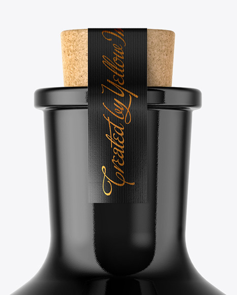 Download Black Glass Bottle With Cork Mockup In Bottle Mockups On Yellow Images Object Mockups PSD Mockup Templates