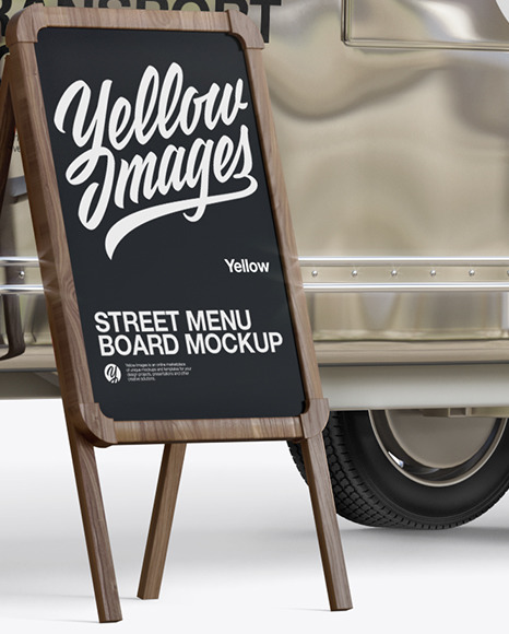 Download Metallic Food Trailer W Signboard Mockup Half Side View In Vehicle Mockups On Yellow Images Object Mockups PSD Mockup Templates