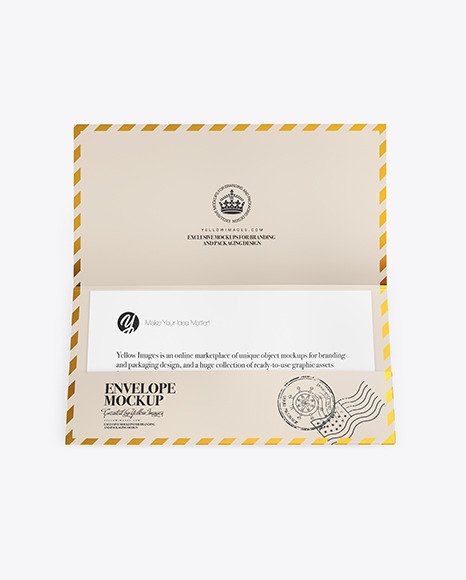 Opened Paper Envelope Mockup In Stationery Mockups On Yellow Images Object Mockups