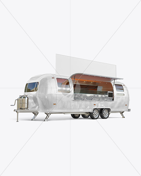 Opened Food Trailer Mockup Half Side View In Vehicle Mockups On Yellow Images Object Mockups