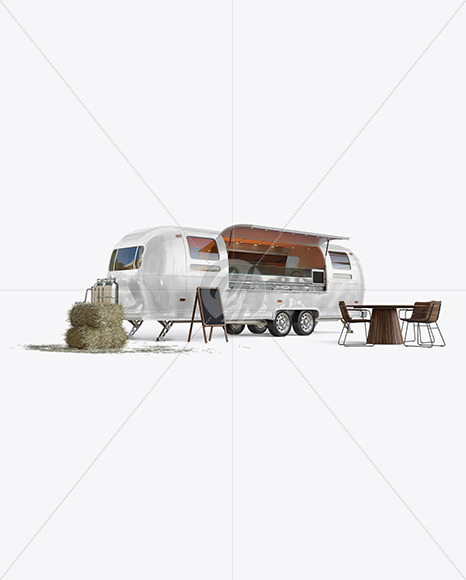 Download Opened Food Trailer Mockup Half Side View In Vehicle Mockups On Yellow Images Object Mockups PSD Mockup Templates