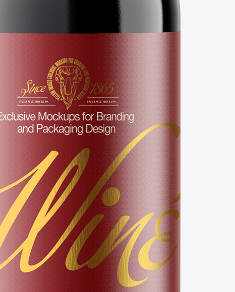 Dark Glass Wine Bottle Mockup PSD #1
