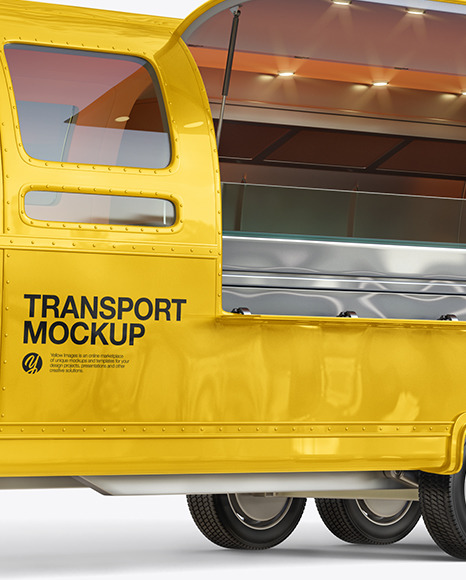 Download Opened Food Trailer Mockup Half Side View In Vehicle Mockups On Yellow Images Object Mockups Yellowimages Mockups