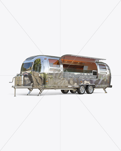 Download Opened Metallic Food Trailer Mockup Half Side View In Vehicle Mockups On Yellow Images Object Mockups PSD Mockup Templates