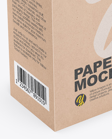 Download Kraft Box Mockup Half Side View In Box Mockups On Yellow Images Object Mockups PSD Mockup Templates