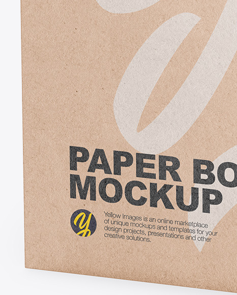 Download Kraft Box Mockup Half Side View In Box Mockups On Yellow Images Object Mockups PSD Mockup Templates