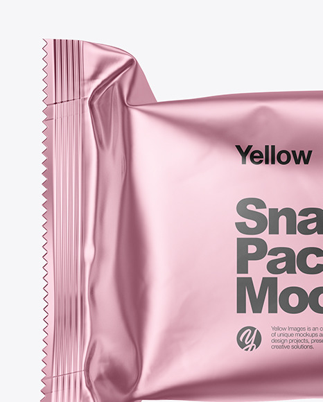 Matte Metallic Snack Bar Mockup In Flow Pack Mockups On Yellow Images Object Mockups