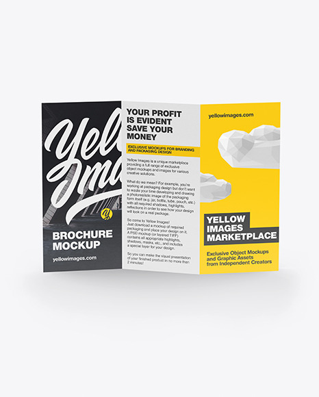 Download Brochure Mockup In Stationery Mockups On Yellow Images Object Mockups PSD Mockup Templates