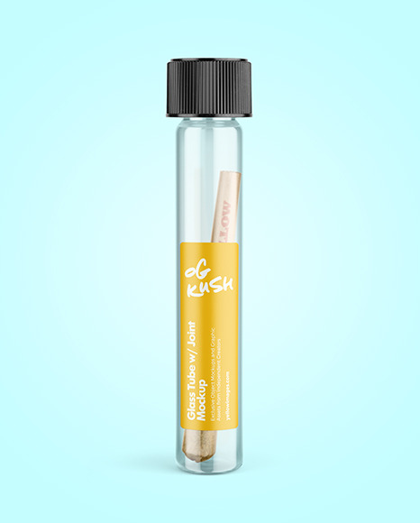 Download Glass Tube w/ Weed Joint Mockup in Tube Mockups on Yellow ...