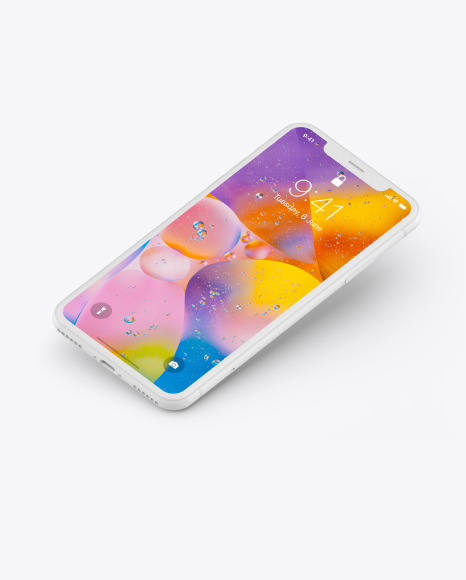 Iphone Xr Clay Isometric Floating Left Mockup In Device Mockups On Yellow Images Object Mockups