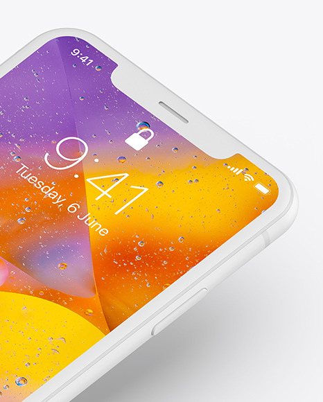 Iphone Xr Clay Isometric Floating Left Mockup In Device Mockups On Yellow Images Object Mockups