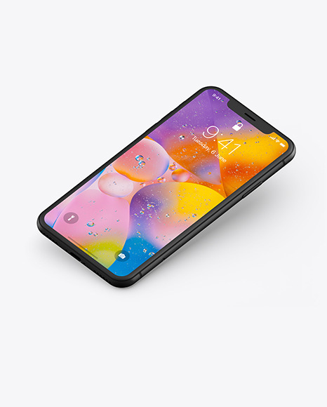 Iphone Xr Clay Isometric Floating Left Mockup In Device Mockups On Yellow Images Object Mockups