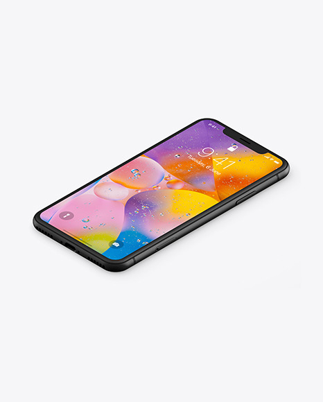 iPhone XR Clay Isometric Left Mockup