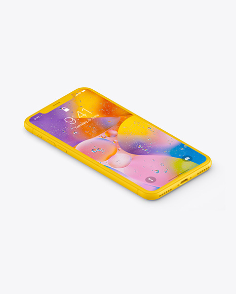 Download Iphone Xr Clay Isometric Right Mockup In Device Mockups On Yellow Images Object Mockups PSD Mockup Templates