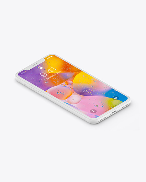 Download iPhone XR Clay Isometric Right Mockup in Device Mockups on Yellow Images Object Mockups