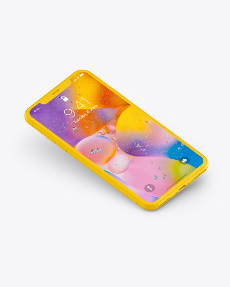 Download iPhone XR Clay Isometric Floating Right Mockup in Device ...