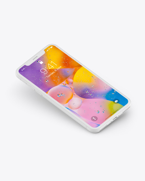 Iphone Xr Clay Isometric Floating Right Mockup In Device Mockups On Yellow Images Object Mockups