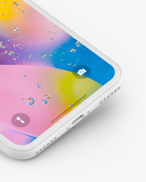 Iphone Xr Clay Isometric Floating Right Mockup In Device Mockups On Yellow Images Object Mockups